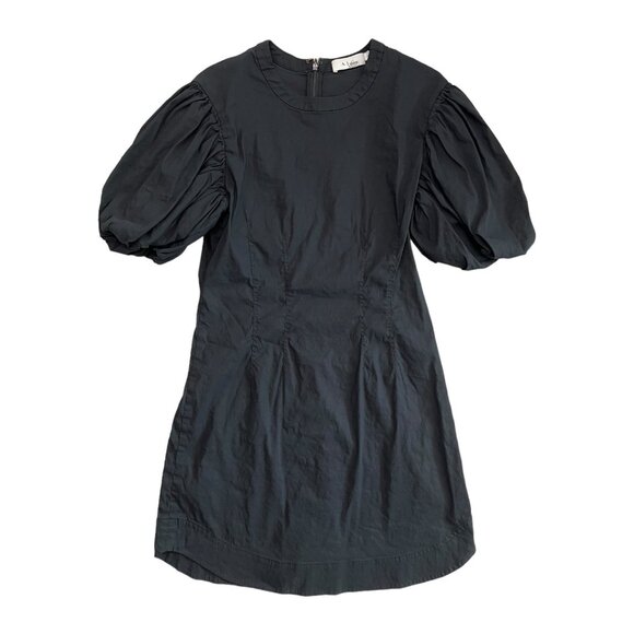 A.L.C. Jessie Poplin Stretch Linen Blend Puff Sleeve Mini Dress 10 Black Cottage - Picture 2 of 16